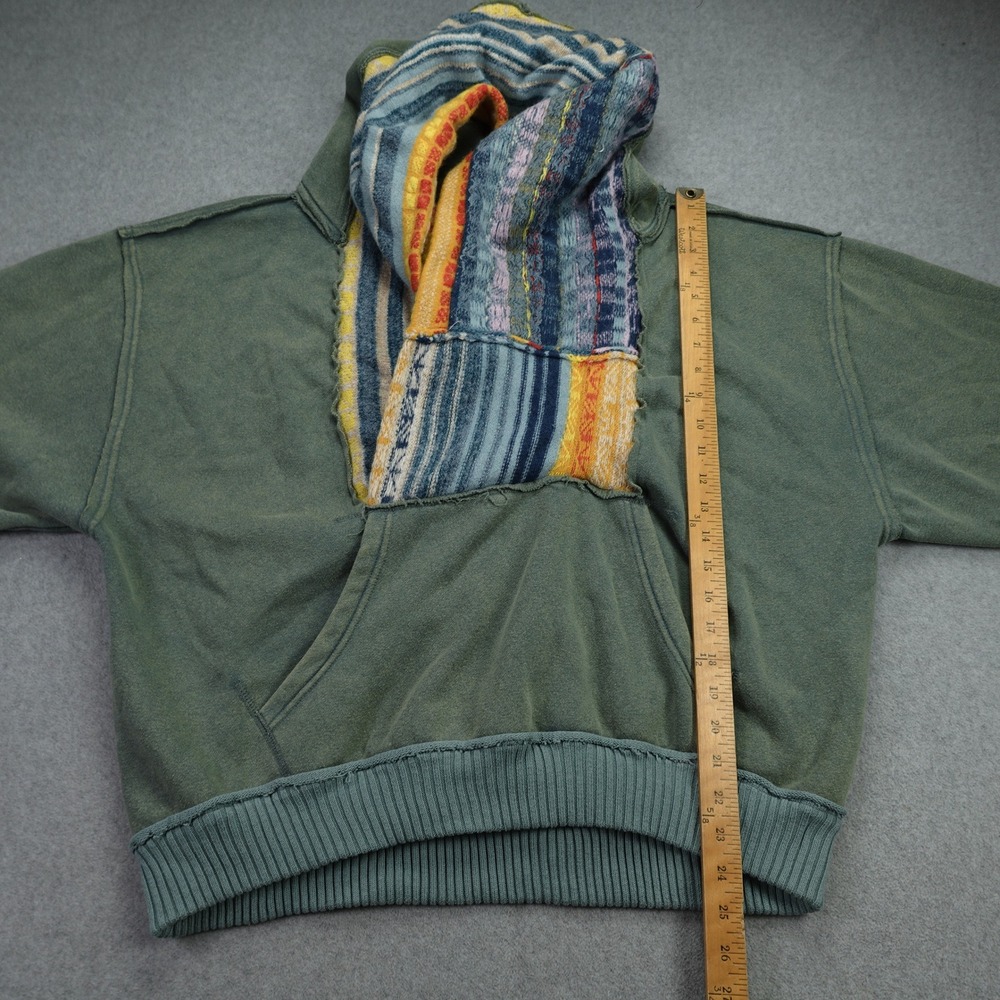 Free People Hoodie Womens Medium Green Boho Knit Patchwork February Sweatshirt - Picture 8 of 14